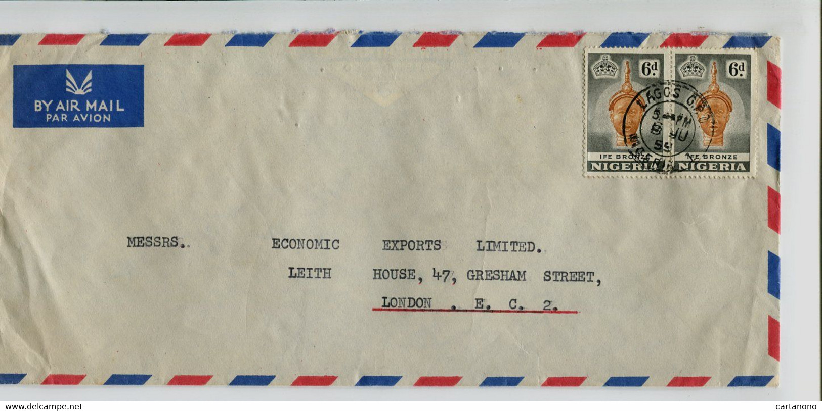 NIGERIA  - Affranchissement Sur Lettre Par Avion - IFE BRONZE - Nigeria (...-1960)