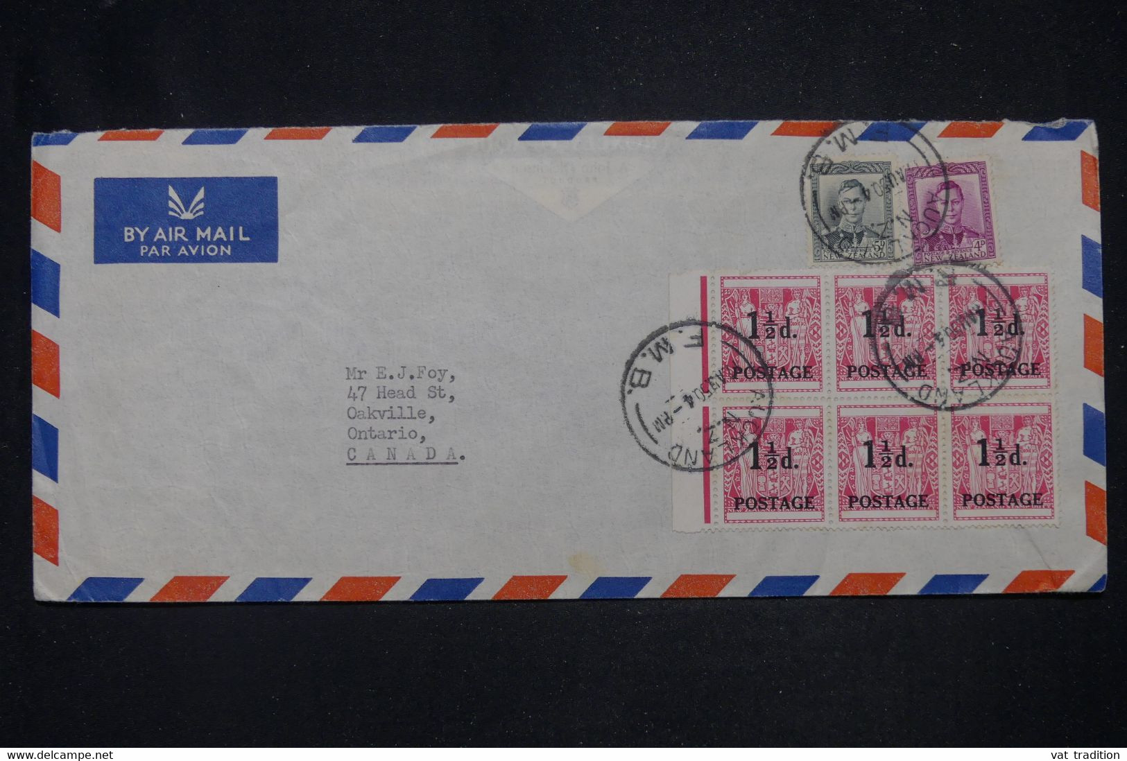 NOUVELLE ZÉLANDE - Enveloppe De Auckland Pour Le Canada En 1950, Affranchissement Varié - L 141871 - Storia Postale