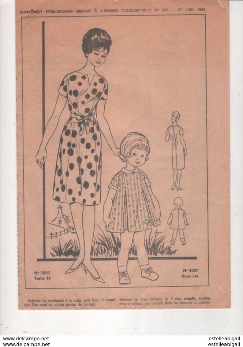 Patron Femme D'Aujourd'hui N°947  Juin 1963 - Patterns