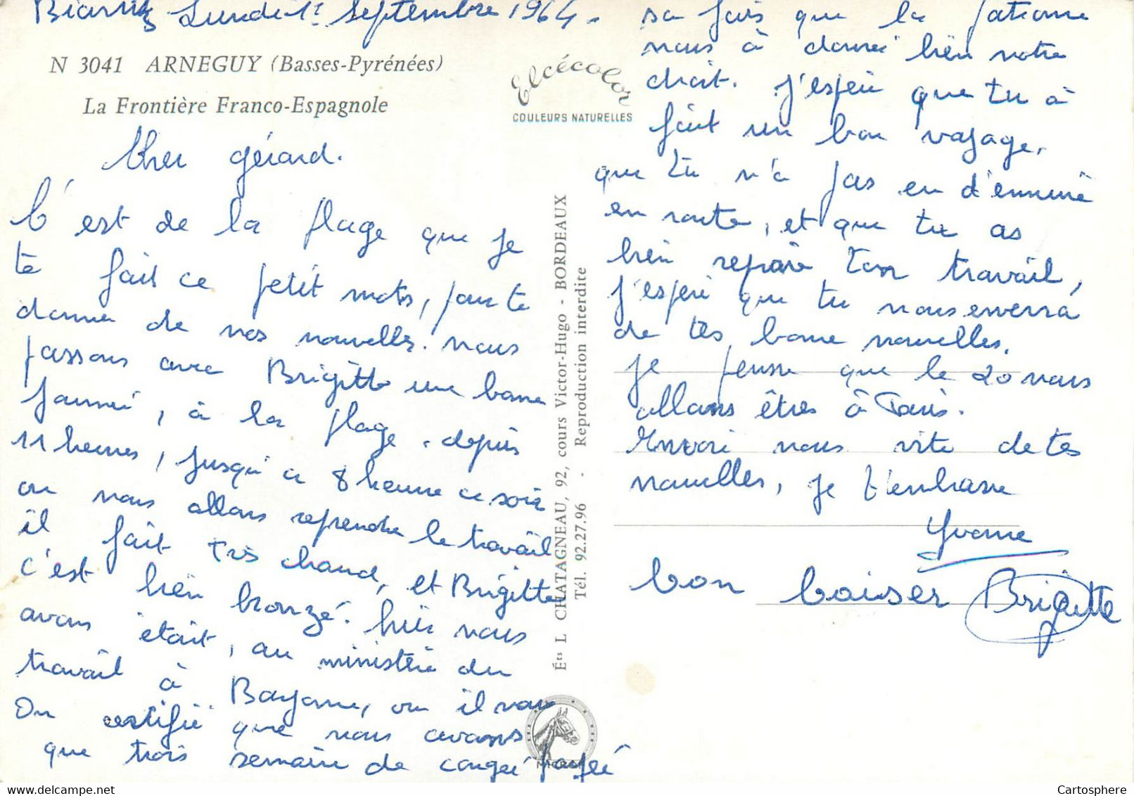 CPM 64 Pyrénées-Atlantiques > Arnéguy La Frontière Franco Espagnole Douanes Douane 1964 - Arnéguy