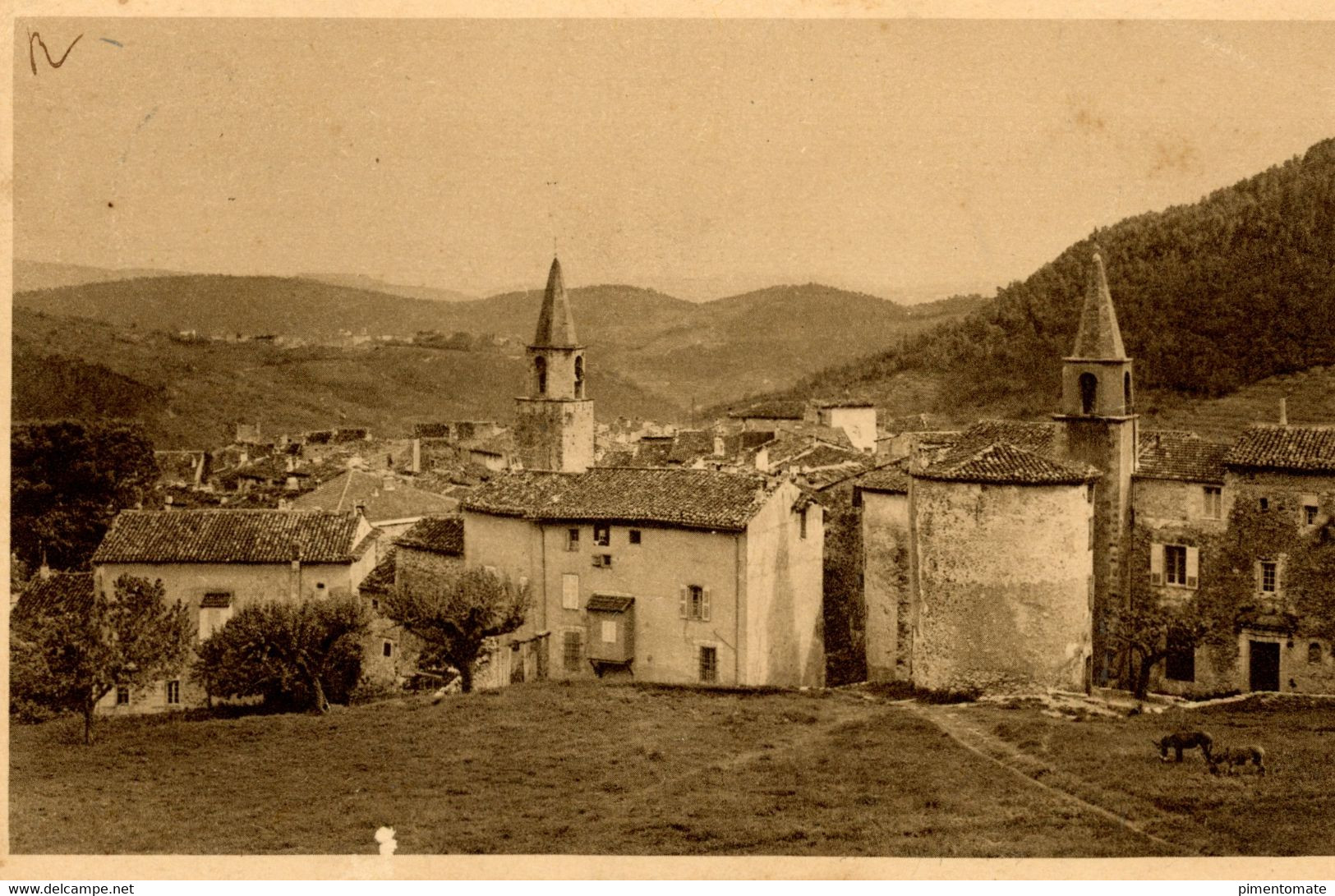 BARGEMON VUE GENERALE AU FOND LA COMMUNE DE CLAVIERS 1941 - Bargemon