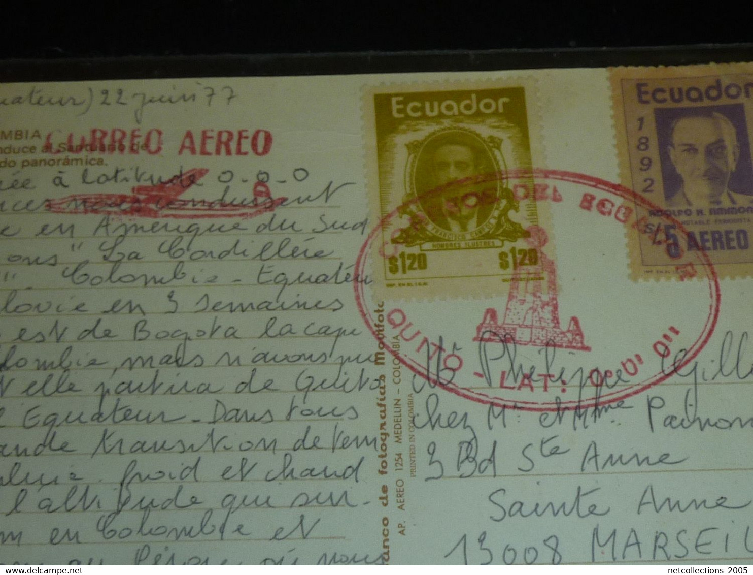 BOGOTA COLOMBIE - CACHET OVALE ILLUSTREE " CORREO AERO" 22/06/1977 - TP N°908 & N°586 (03/23) - Colombie