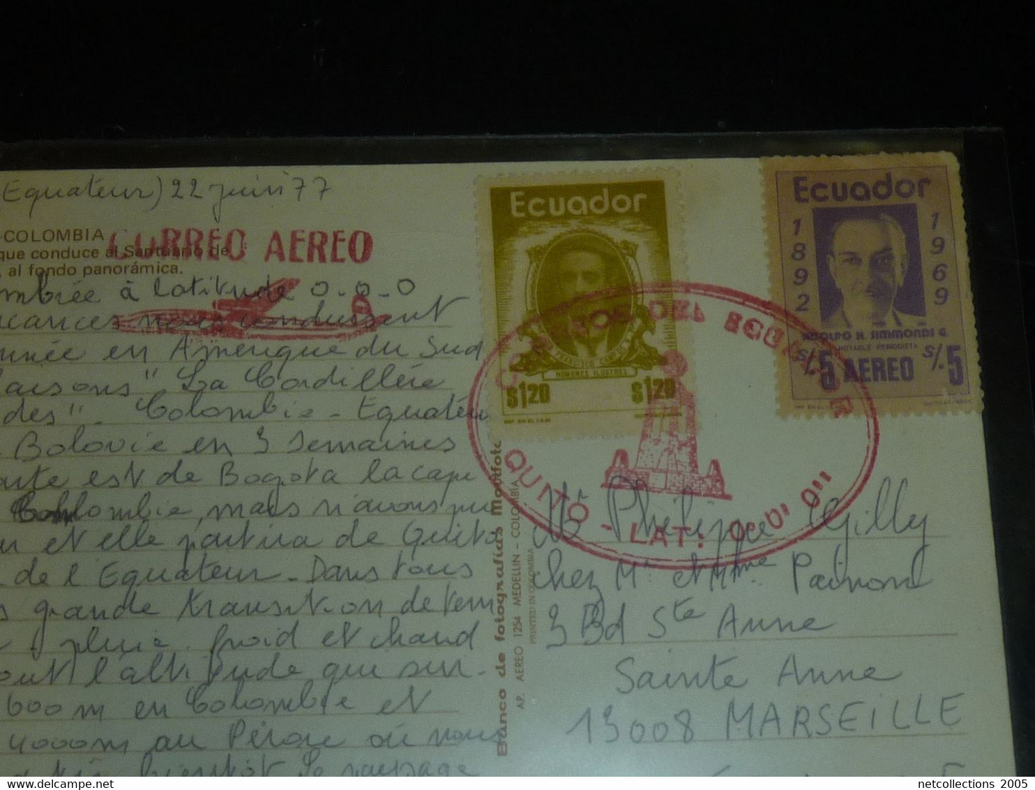 BOGOTA COLOMBIE - CACHET OVALE ILLUSTREE " CORREO AERO" 22/06/1977 - TP N°908 & N°586 (03/23) - Colombie