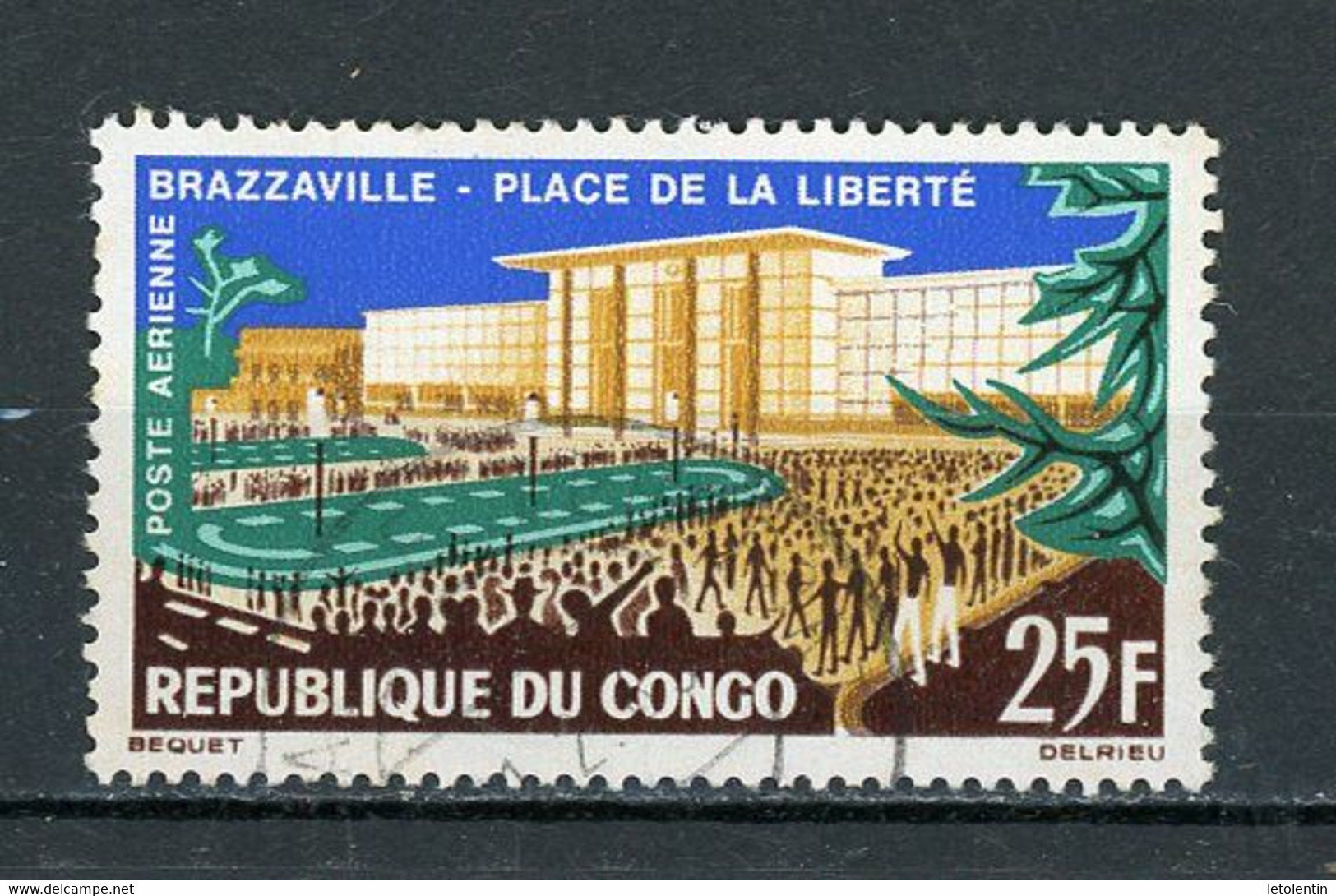 CONGO : PLACE DE LA LIBERTÉ  - POSTE AERIENNE - N° Yvert 12 Obli. - Oblitérés