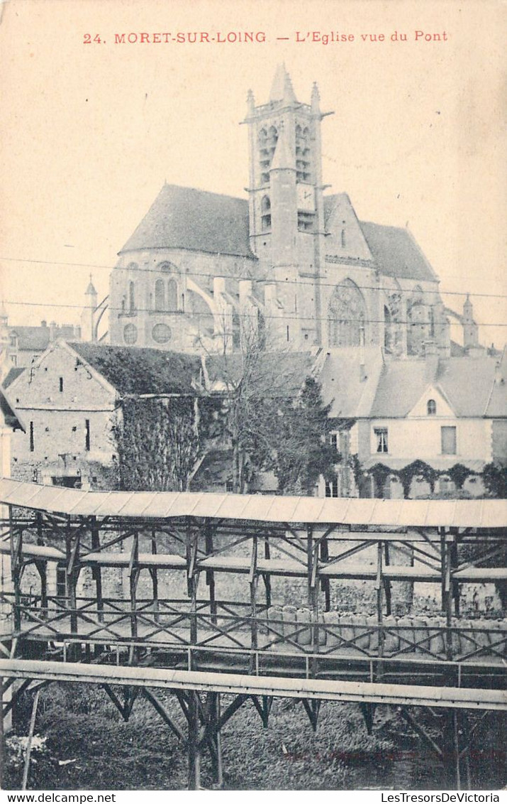 FRANCE - 77 - MORET SUR LOING - L'église Vue Du Pont - Carte Postale Ancienne - Moret Sur Loing