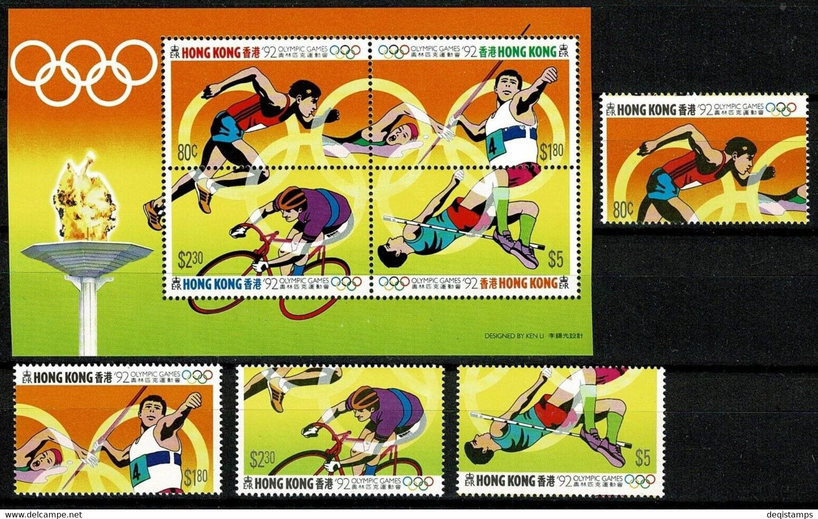 Hong Kong 1992  Summer Olympic Games Barcelona MSS + Set  MNH ** - Ungebraucht