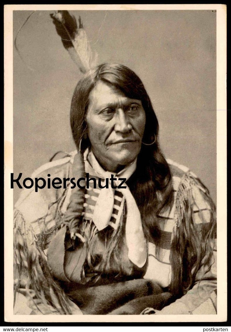 ÄLTERE POSTKARTE INDIANER TWO STRIKE NOMKAHPA BRULÉ SIOUX WAR CHIEF 1832-1915 INDIAN INDIO Postcard Cpa Ansichtskarte AK - America