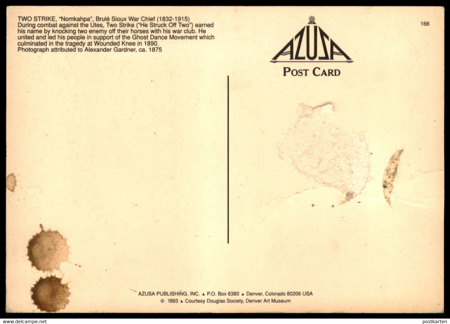 ÄLTERE POSTKARTE INDIANER TWO STRIKE NOMKAHPA BRULÉ SIOUX WAR CHIEF 1832-1915 INDIAN INDIO Postcard Cpa Ansichtskarte AK - Amerika