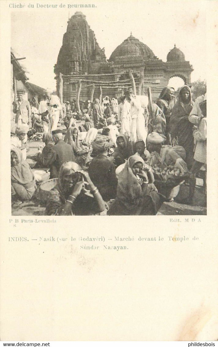 ASIE  INDE   (cliché Docteur Beurmann )  Marché Devant Le Temple De Sundar Narayan - India