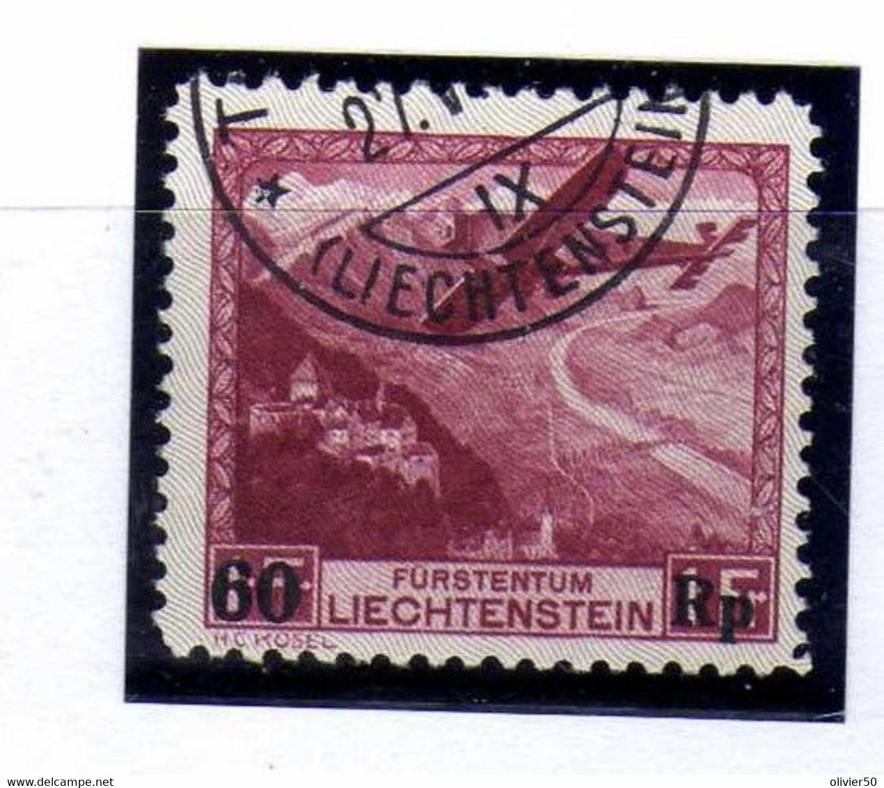 Liechtenstein -  (1930)  - P A   1 F.   Paysage Surchqrge 60 R.  - Oblitere - Aéreo