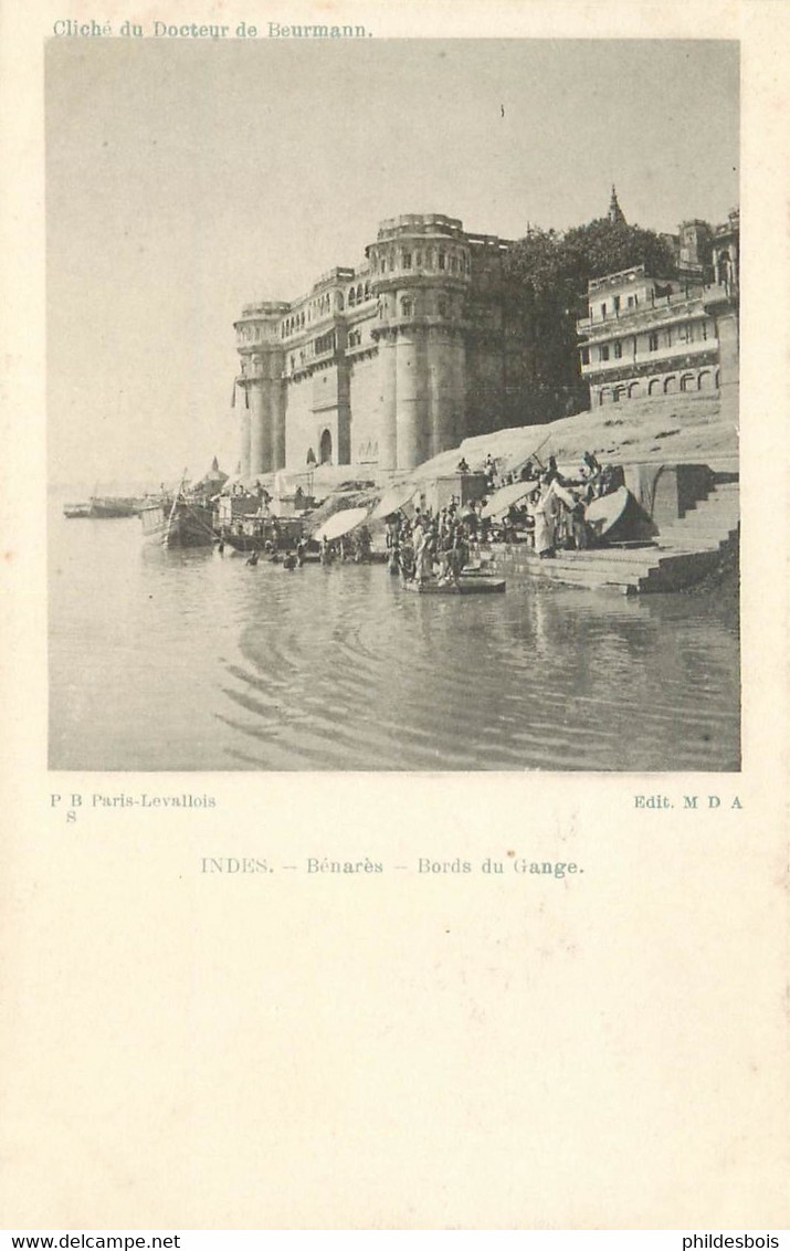 ASIE  INDE   (cliché Docteur Beurmann )  Bénarès  Bords Du Gange - India