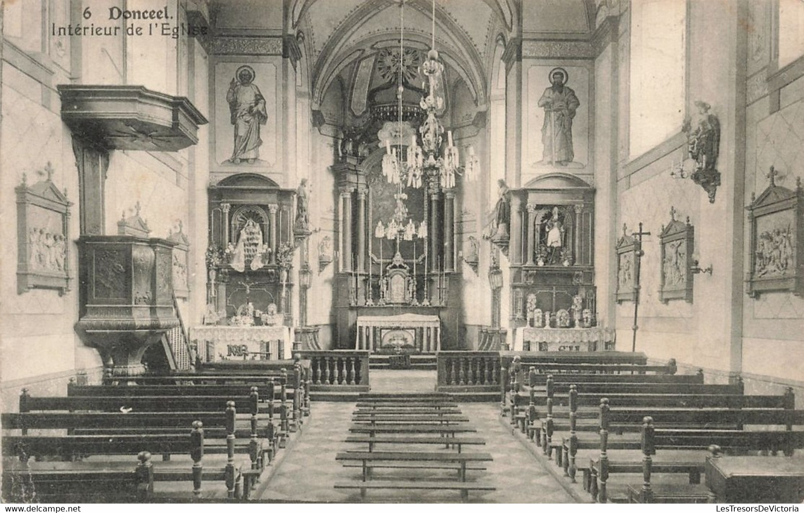 Belgique - Donceel - Intérieur De L'église - Edit. N. Laflotte - Carte Photo Ancienne - Waremme