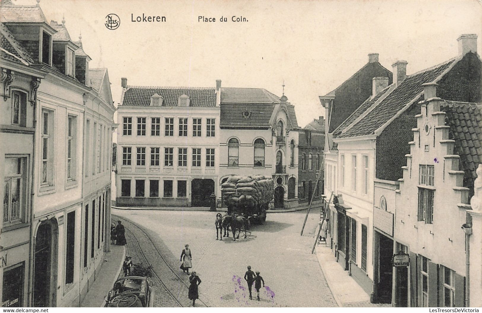 Belgique - Lokeren - Place Du Coin - Edit. Nels - Attelage - Animé - Carte Photo Ancienne - Sint-Niklaas