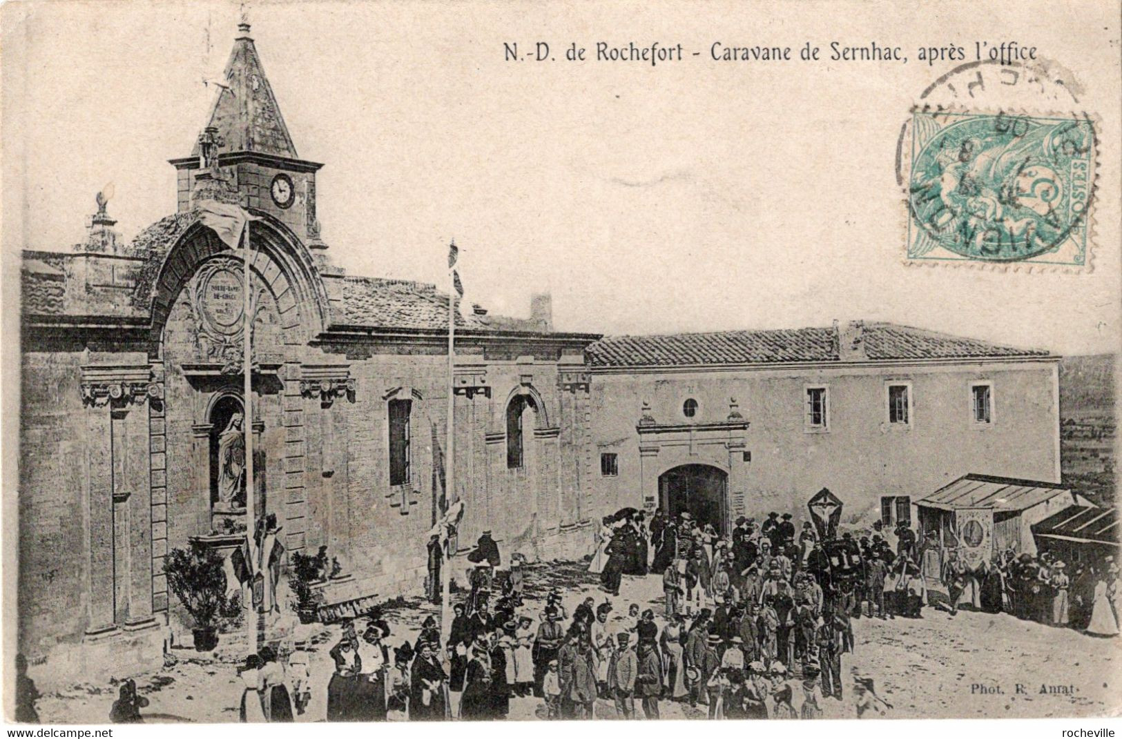 30-Religion- Notre-Dame De Rochefort-Caravane De Sernhac,après L'office -Animation- CPA 1906 - Rochefort-du-Gard