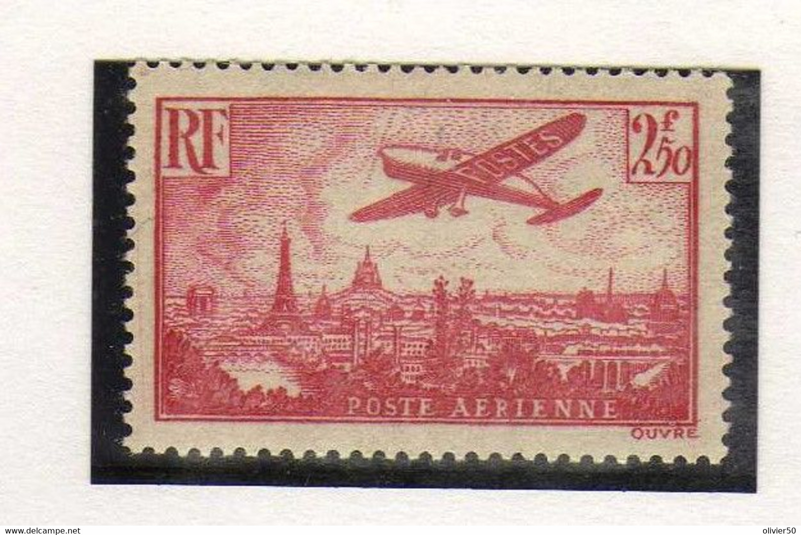 France - (1936)   - P A  2 F. 50 . Avion Survolant Paris -  Neuf* - MLH - 1927-1959 Neufs