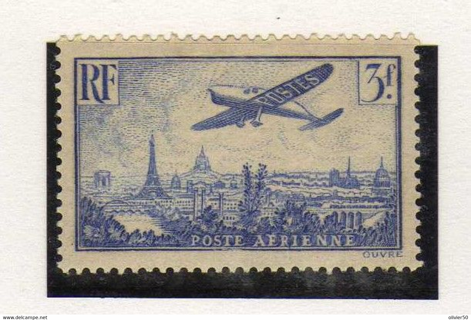 France - (1936)   - P A  3 F.  Avion Survolant Paris - Neuf* - MLH - 1927-1959 Neufs