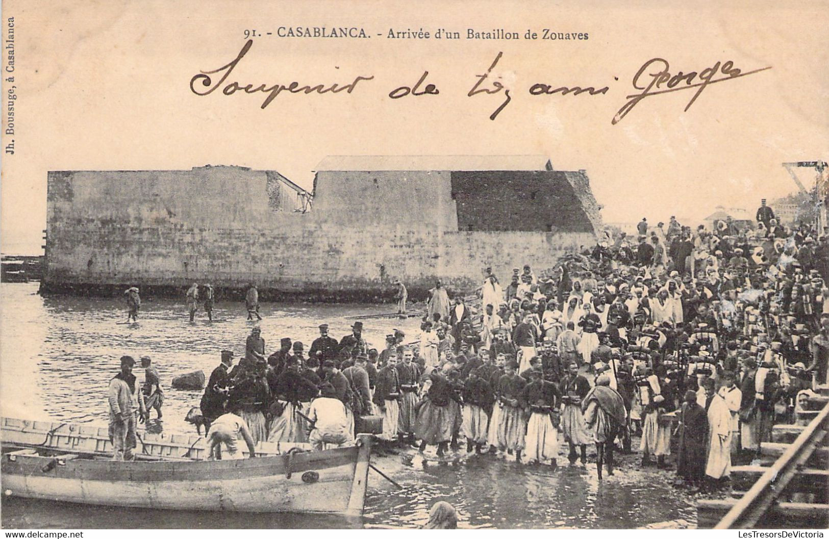 MAROC - CASABLANCA - Arrivée D'un Bataillon De Zouaves - Militaria - Carte Postale Ancienne - Casablanca