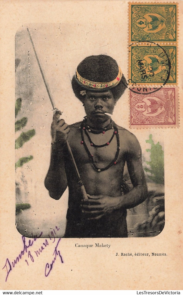Nouvelle Calédonie - Canaque Makety - Edit. J. Raché  - Colorisé - Rare - Carte Postale Ancienne - New Caledonia