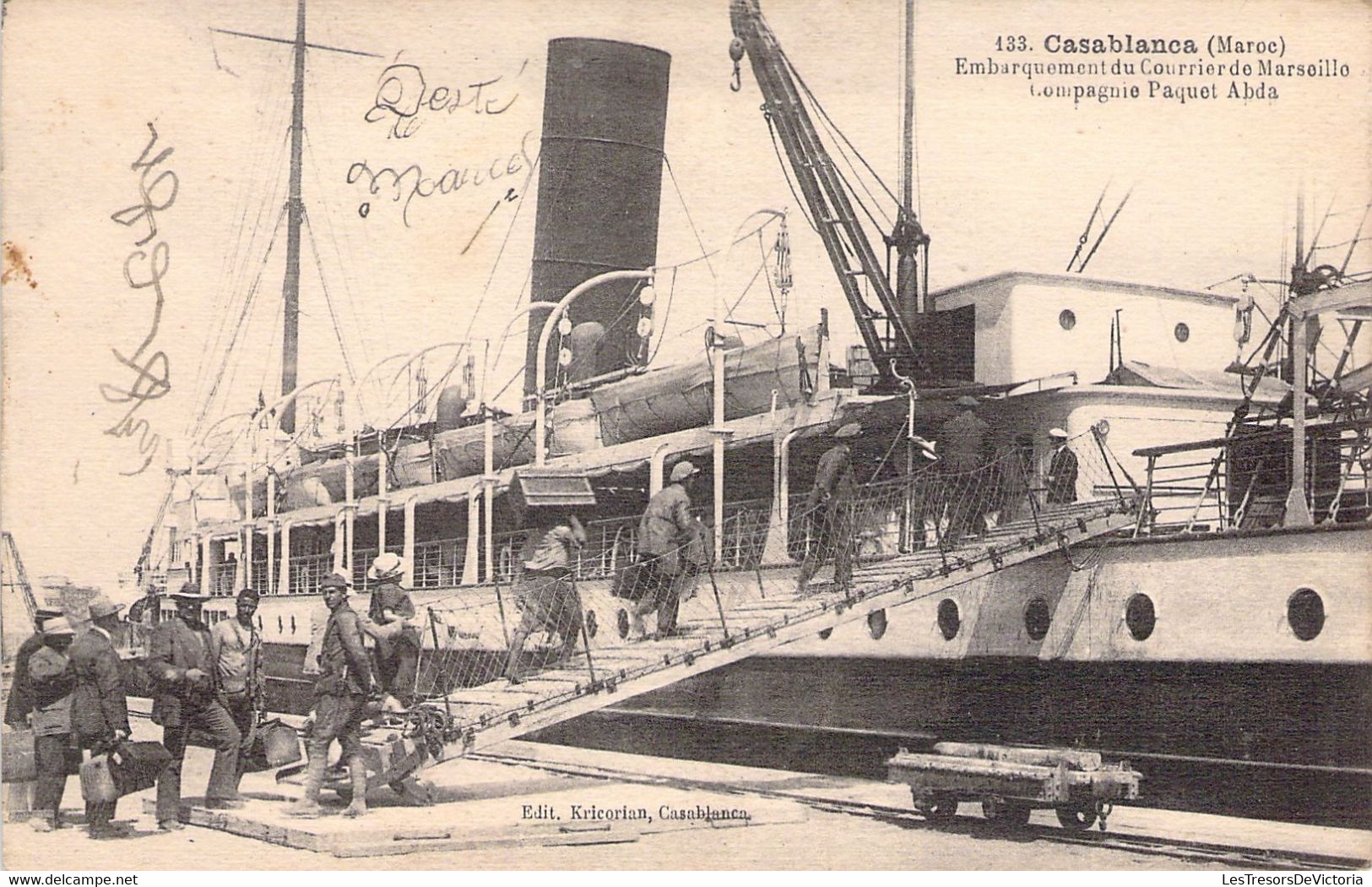 MAROC - CASABLANCA - Embarquement De Courrier De Marseille - Compagnie Paquet Abda - Carte Postale Ancienne - Casablanca