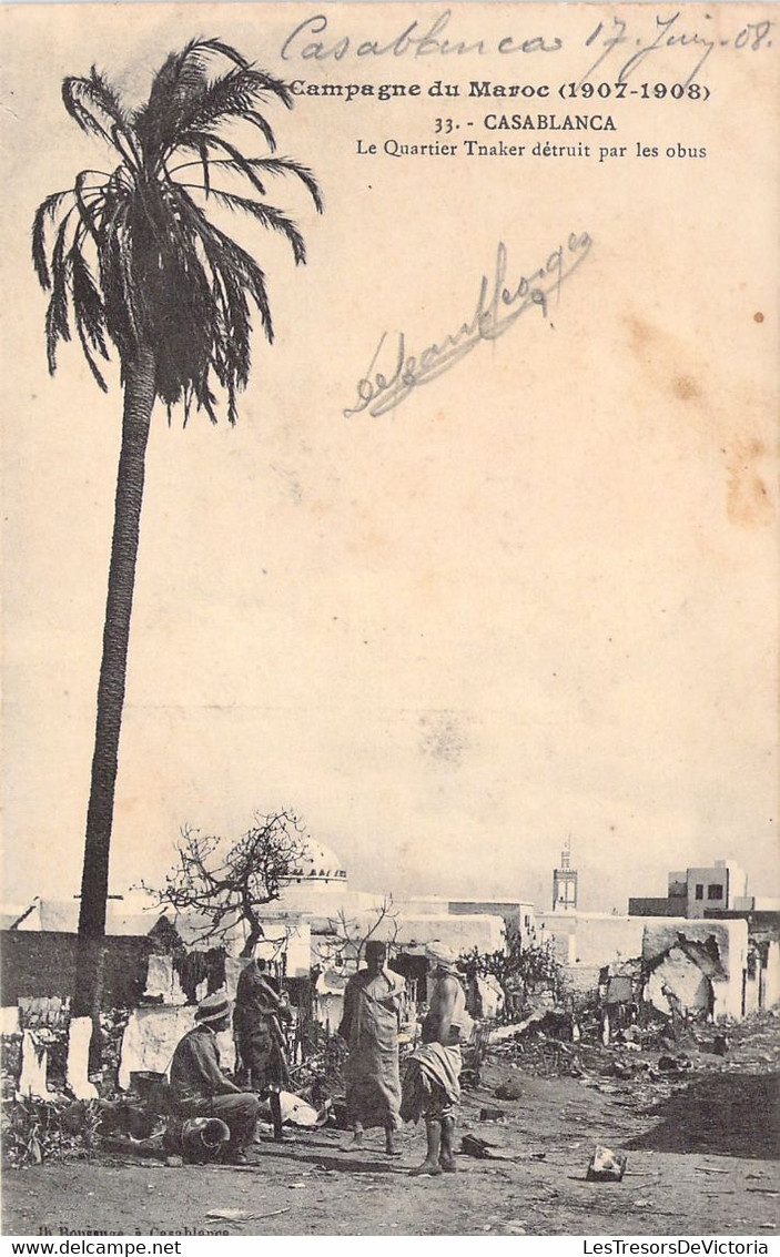 MAROC - CASABLANCA - Le Quartier Tnaker Détruit Par Les Obus - Carte Postale Ancienne - Casablanca