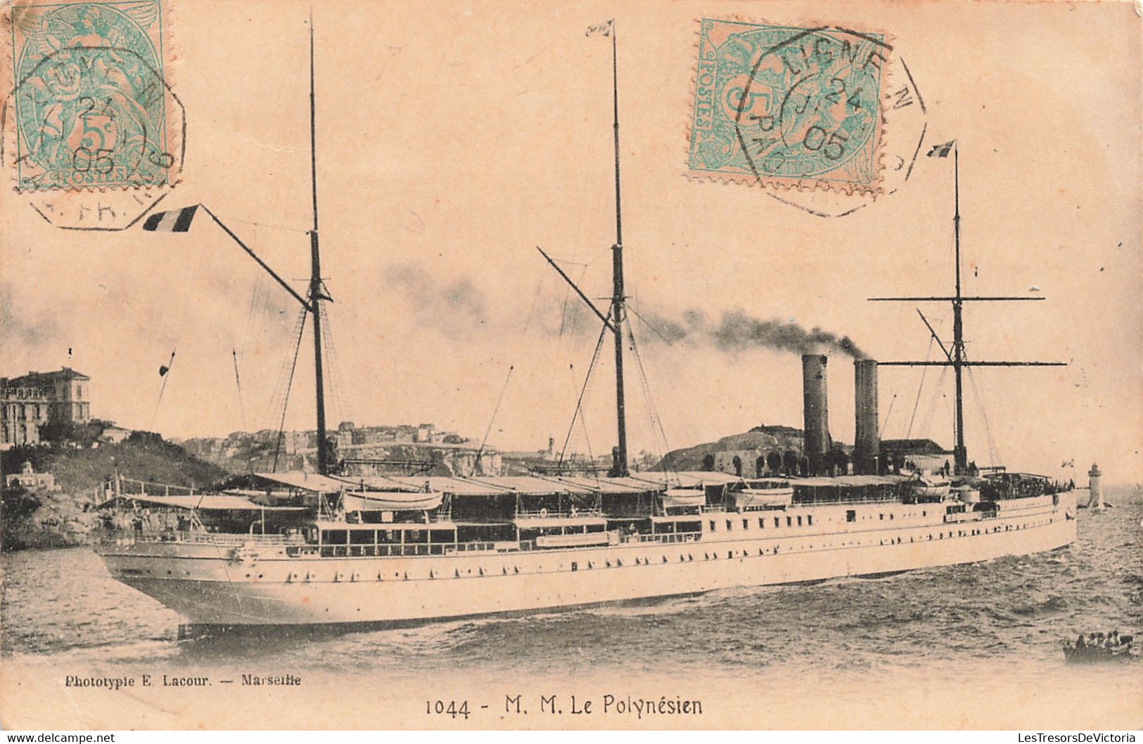 Paquebot - M.M. Le Polynésien - Phototypie E. Lacour - Destination Algérie Paquebot 6 Ligne V1905 - Carte Photo Ancienne - Steamers