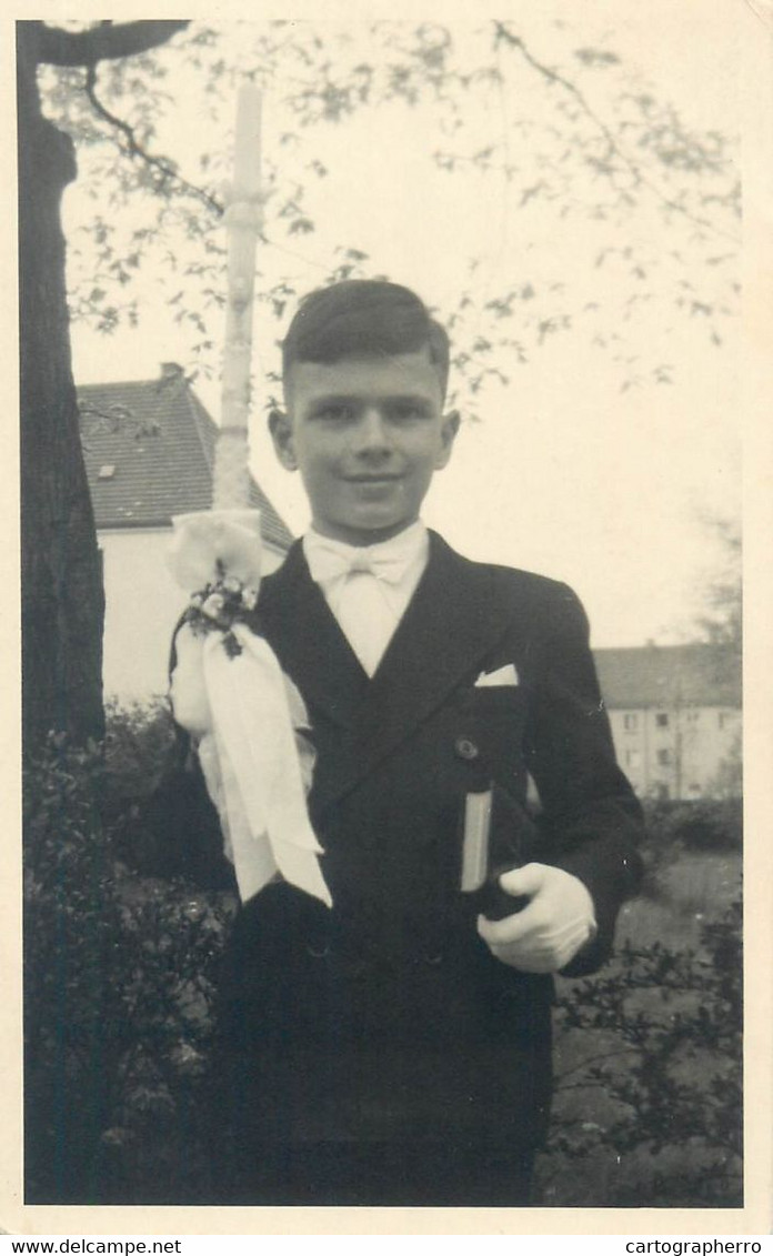 Communion / Konfirmation Vintage Photo Postcard Book Candle 1954 - Comuniones