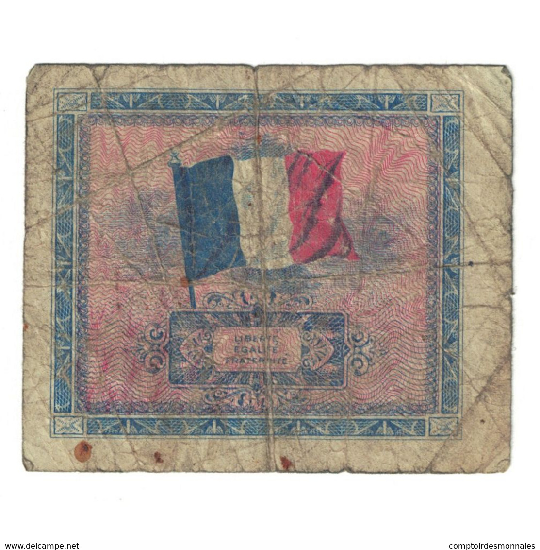 France, 2 Francs, Drapeau/France, 1944, B+, Fayette:16.3, KM:114a - 1944 Flag/France