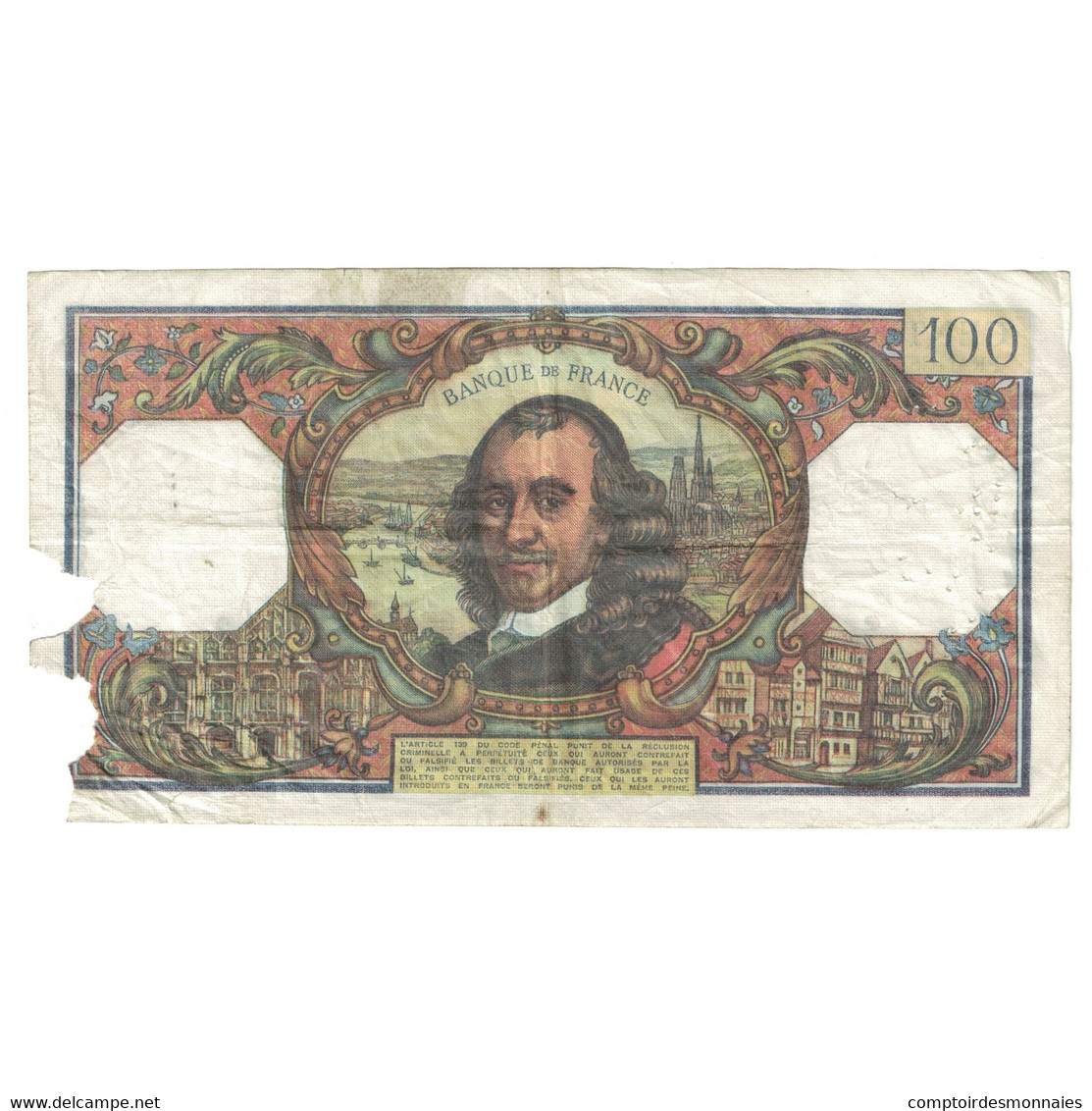 France, 100 Francs, Corneille, 1975, G.355, B+, Fayette:65.48, KM:149c - 100 F 1964-1979 ''Corneille''