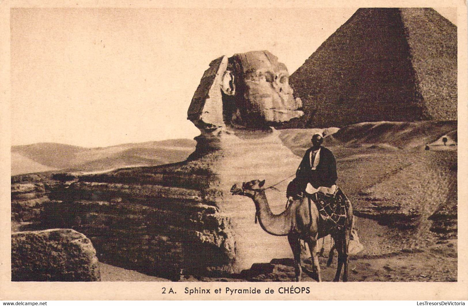 EGYPTE - Gizeh - Sphinx Et Pyramide De Chéops - Dromadaire - Editeur : Moulet  - Carte Postale Ancienne - Gizeh