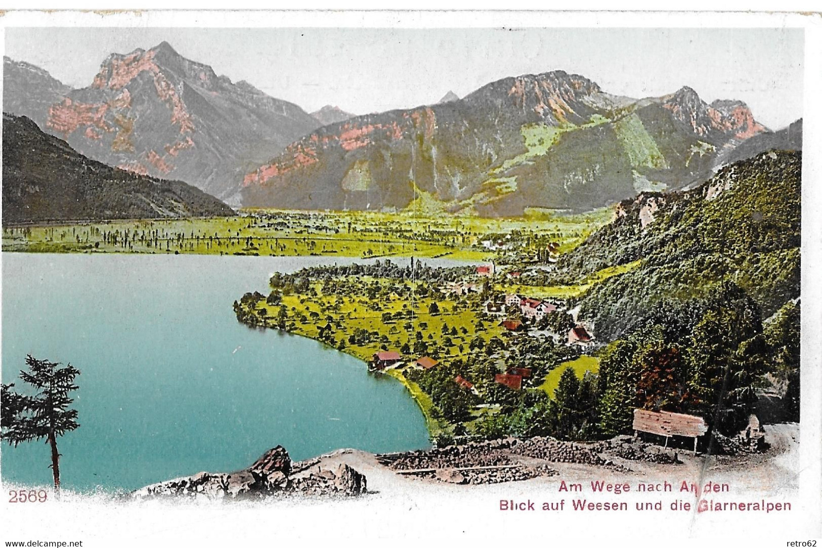 AMDEN ► Am Wege Nach Amden Mit Weesen Und Den Glarneralpen, Ca.1900 - Amden