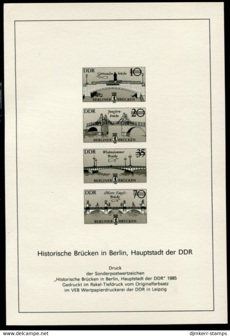 DDR 1985 HistoricWater.Ber;in Bridges Official Black Print;  As Michel 2972-75 - Neufs