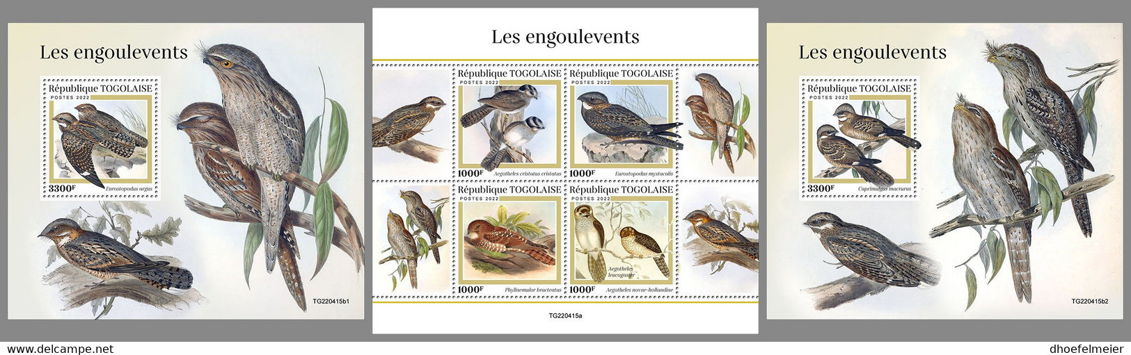 TOGO 2022 MNH Nightjars Nachtschwalben Engoulevents M/S+2S/S - OFFICIAL ISSUE - DHQ2310 - Hirondelles