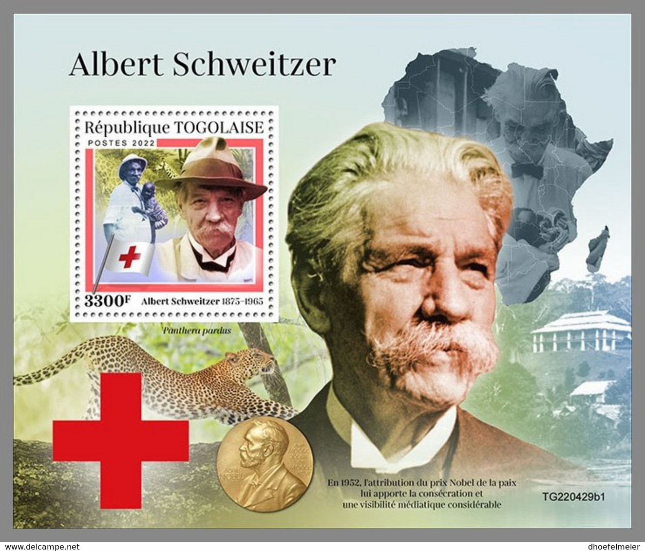 TOGO 2022 MNH Albert Schweitzer S/S I - OFFICIAL ISSUE - DHQ2310 - Albert Schweitzer