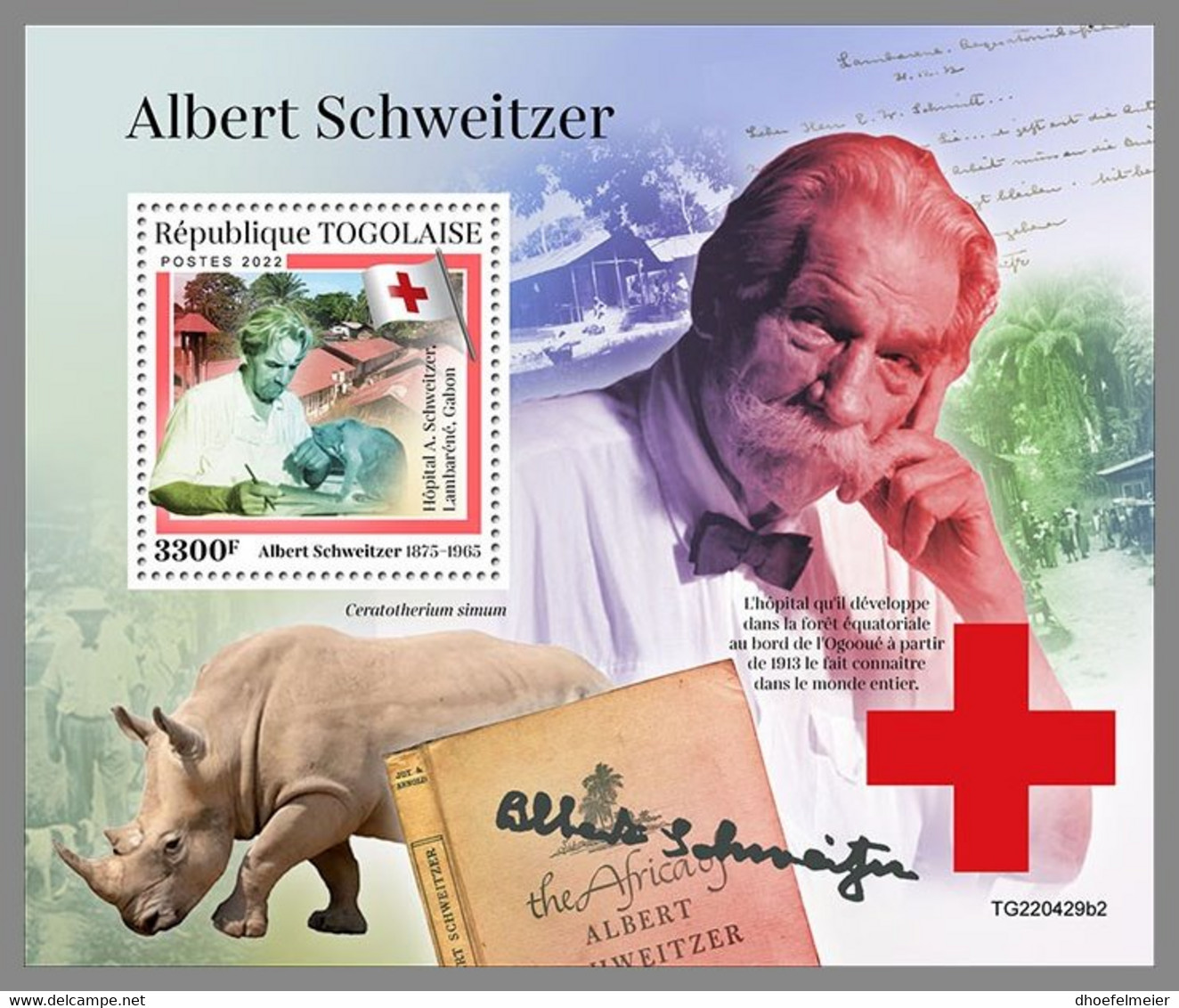 TOGO 2022 MNH Albert Schweitzer S/S II - OFFICIAL ISSUE - DHQ2310 - Albert Schweitzer