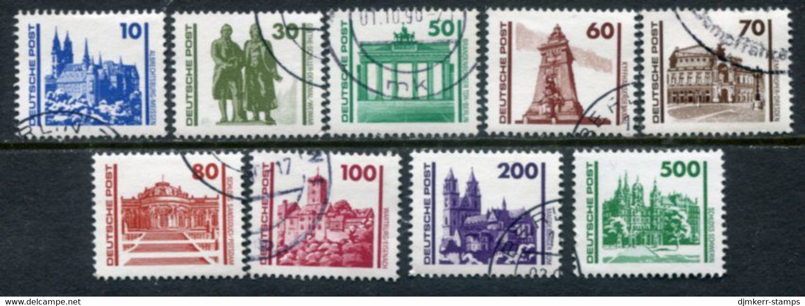 DDR 1990 Buildings And Monuments Definitive Used.  Michel 3344-52 - Oblitérés