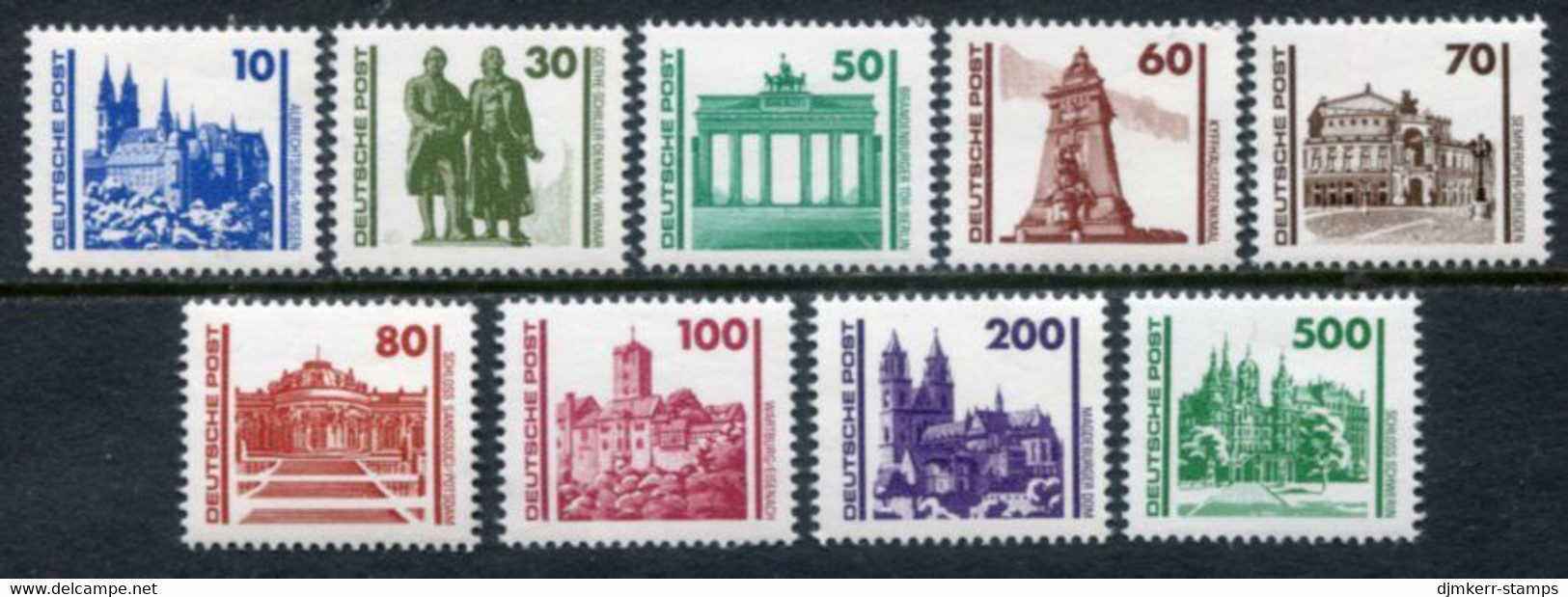 DDR 1990 Buildings And Monuments Definitive MNH / **  Michel 3344-52 - Ungebraucht