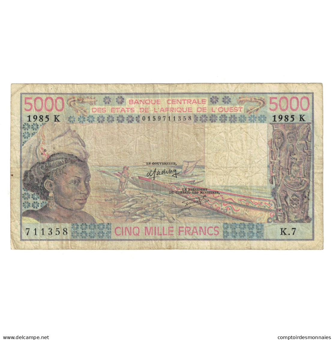 Billet, Communauté économique Des États De L'Afrique De L'Ouest, 5000 Francs - Senegal