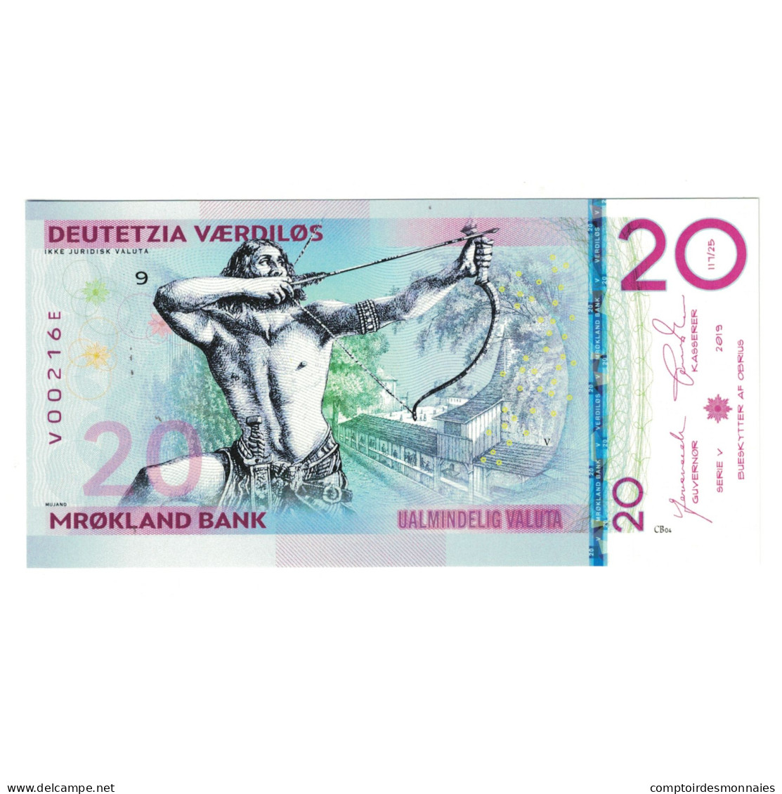 Billet, États-Unis, Billet Touristique, 2019, 20 VAERDILOS MROKLAND BANK, NEUF - Unidentified