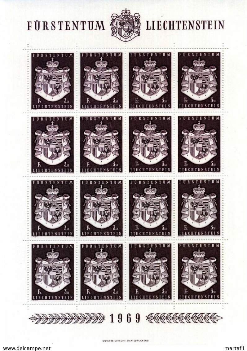 1969 LIECHTENSTEIN Minifoglio MNH **, 455 Stemma Del Principato - Serie Ordinaria - Blokken