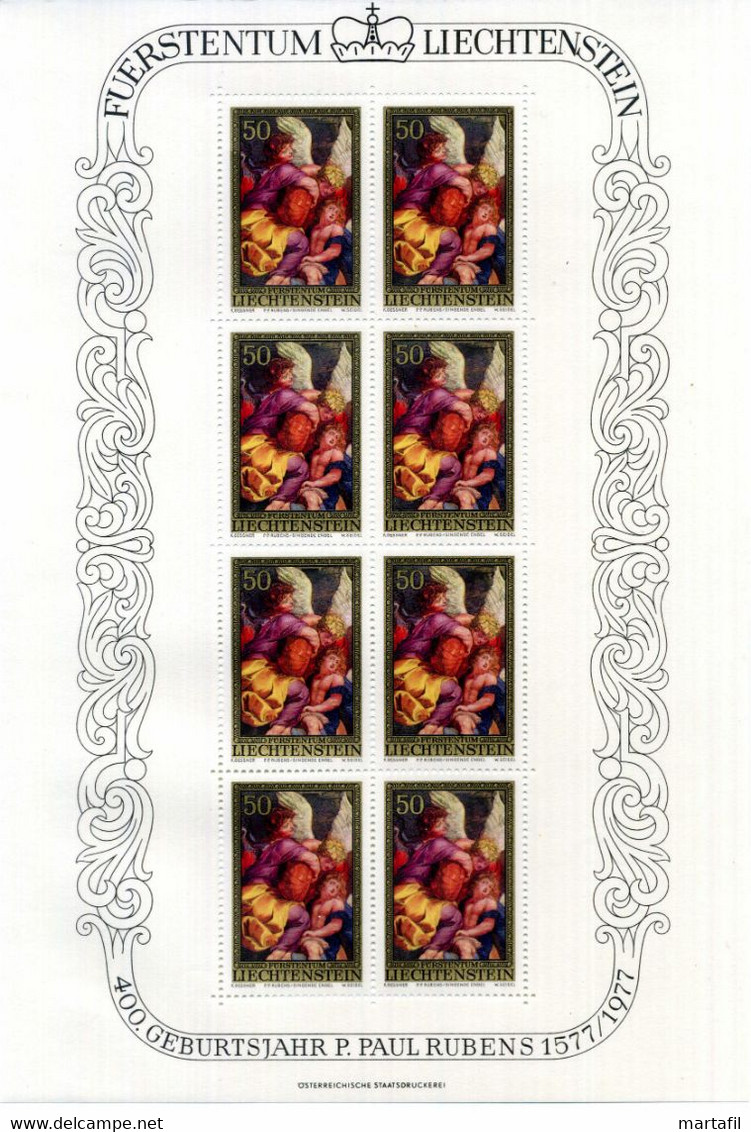 1976 LIECHTENSTEIN Minifogli MNH **, 596/598 Pietro Paolo Rubens, Paintings, Arte - Blocks & Sheetlets & Panes