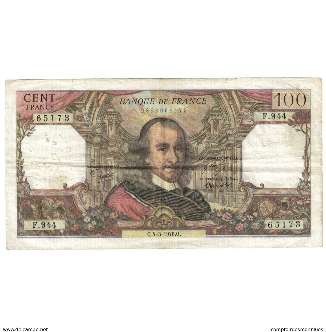 France, 100 Francs, Corneille, 1976, F.944, TB+, Fayette:65.52, KM:149f - 100 F 1964-1979 ''Corneille''