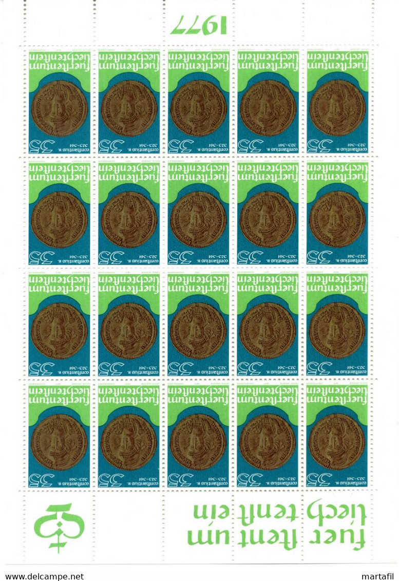 1977 LIECHTENSTEIN Minifogli MNH **, 614/616 Monete E Medaglie - Blocks & Sheetlets & Panes