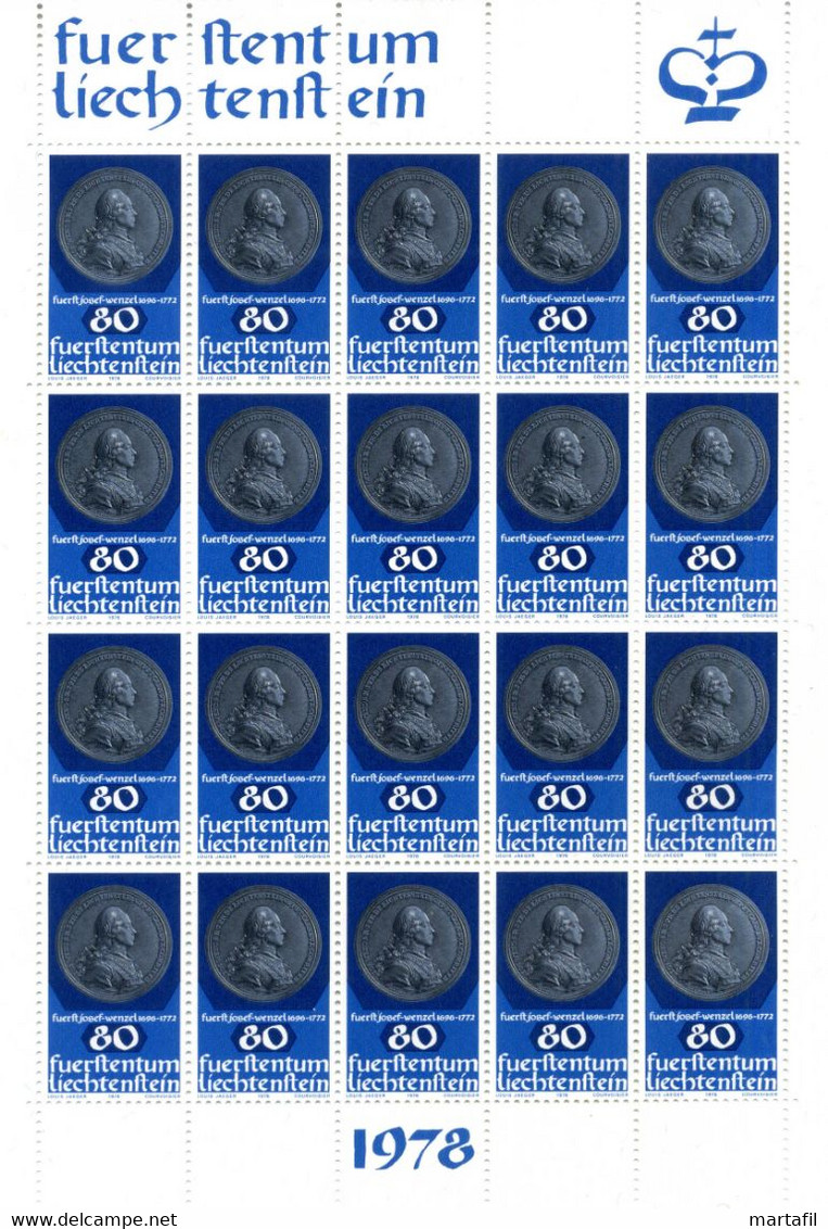 1978 LIECHTENSTEIN Minifogli MNH **, 651/653 Monete E Medaglie - Blocs & Feuillets