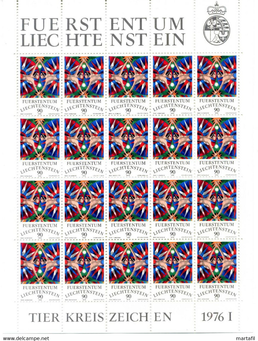 1976 LIECHTENSTEIN Minifogli MNH **, 599/602 Segni Dello Zodiaco - Blocchi & Fogli