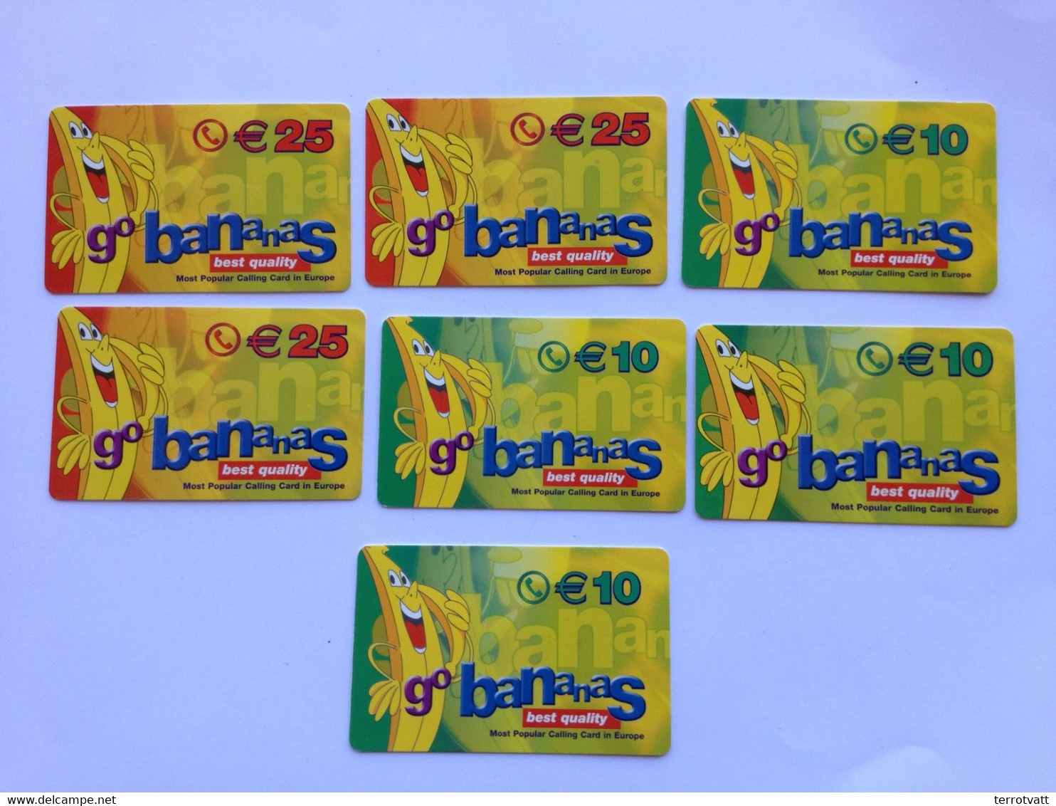 Lot De 7 Télécartes Téléphonique Go Bananas 10 Euros & 25 Euros - Alimentation