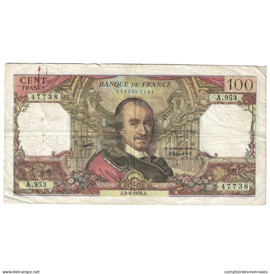 France, 100 Francs, Corneille, 1976, A.953, TB+, Fayette:65.53, KM:149f - 100 F 1964-1979 ''Corneille''