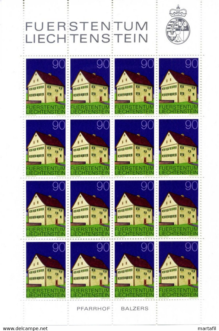 1978 LIECHTENSTEIN minifogli MNH **, 633/638 edifici caratteristici del Liechtenstein