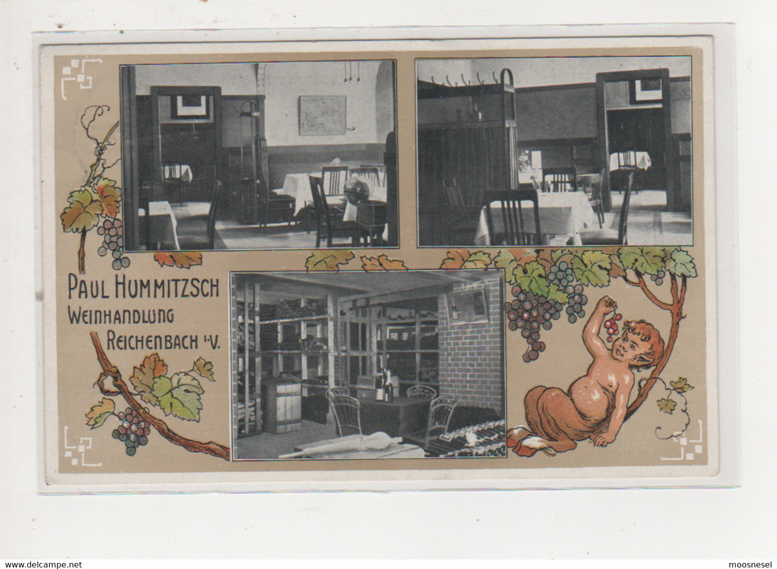 Alte Postkarte - PAUL HUMMITZSCH WEINHANDLUNG REICHENBACH I. V: POSTSTEMPEL 1916 - Reichenbach I. Vogtl.