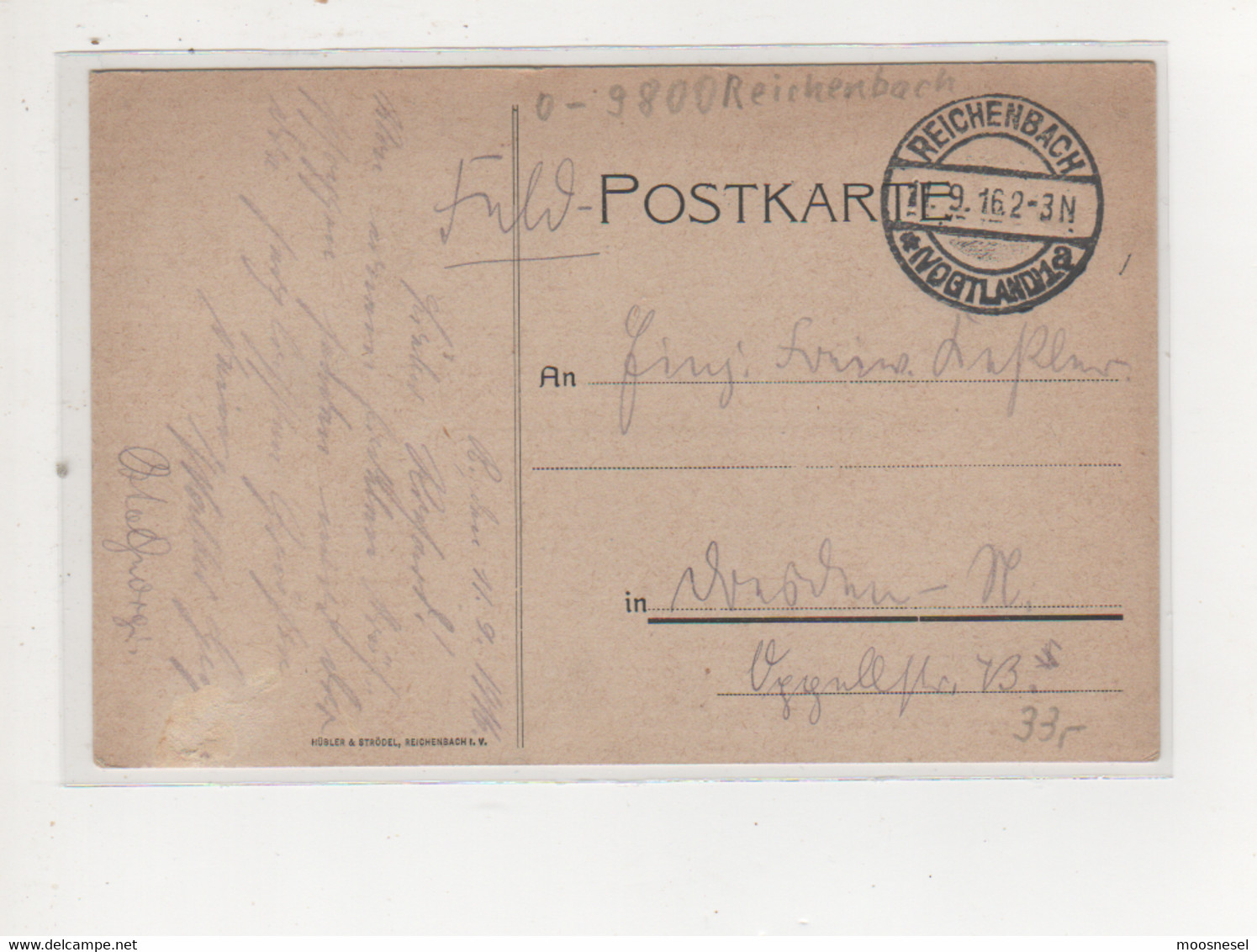 Alte Postkarte - PAUL HUMMITZSCH WEINHANDLUNG REICHENBACH I. V: POSTSTEMPEL 1916 - Reichenbach I. Vogtl.