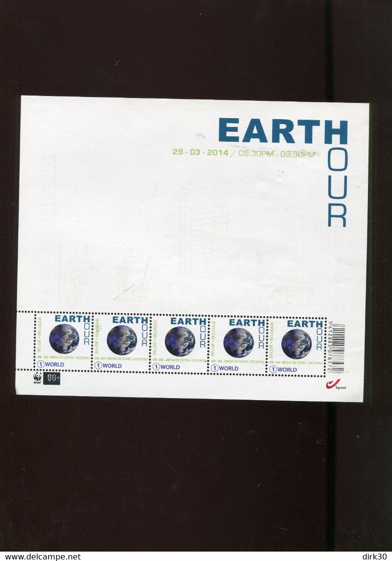 Belgie 2014 F4405 Earth Hour Planet Globe Climate Velletje Van 5 MNH RR  Zonder Plaatnummer (some Folds See Scan) - 2011-2020